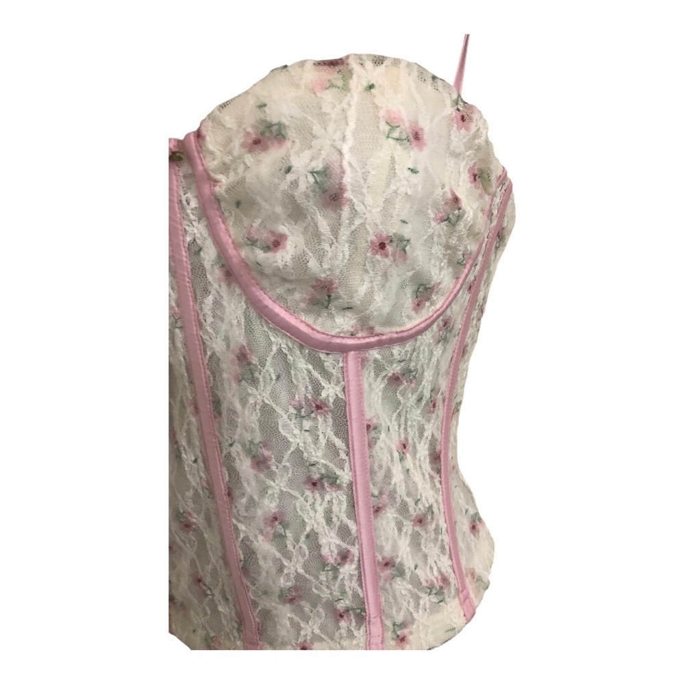 Pretty Garbage off-white & pink lace corset style top size medium brand new - Picture 7 of 14